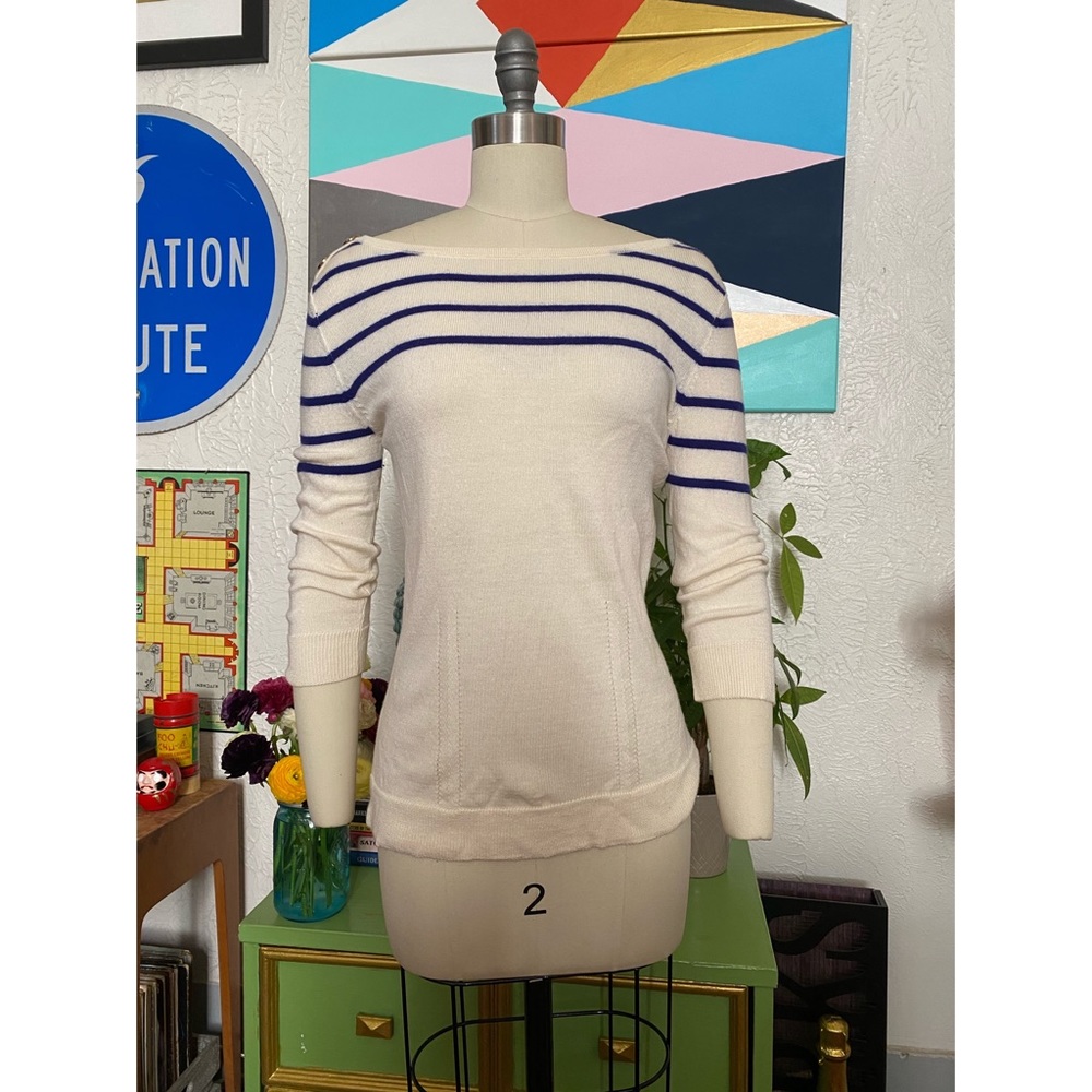 Nautical Merona boatneck merino wool sweater